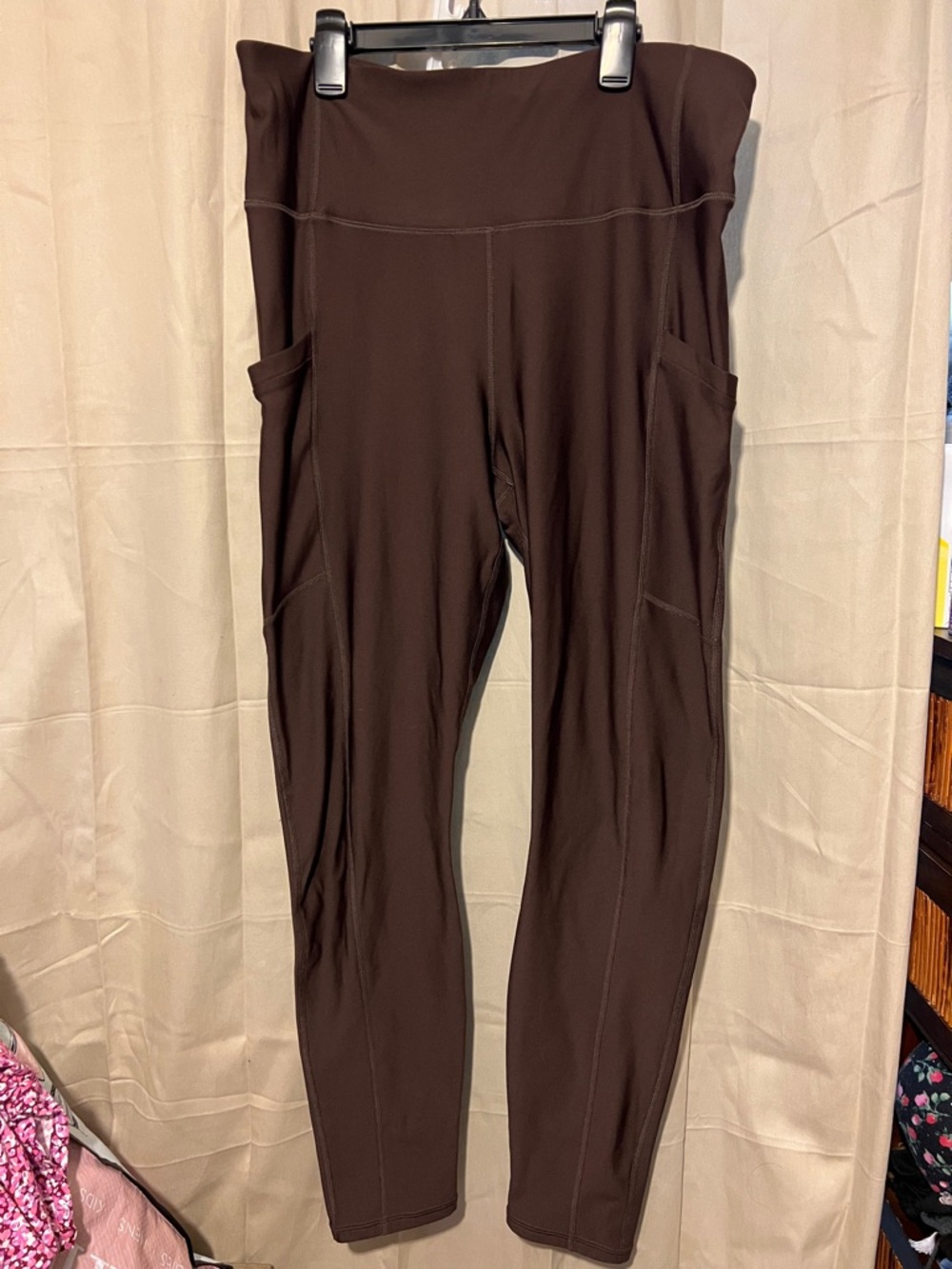 Fabletics High-Waist Brown Leggings with Side Pockets